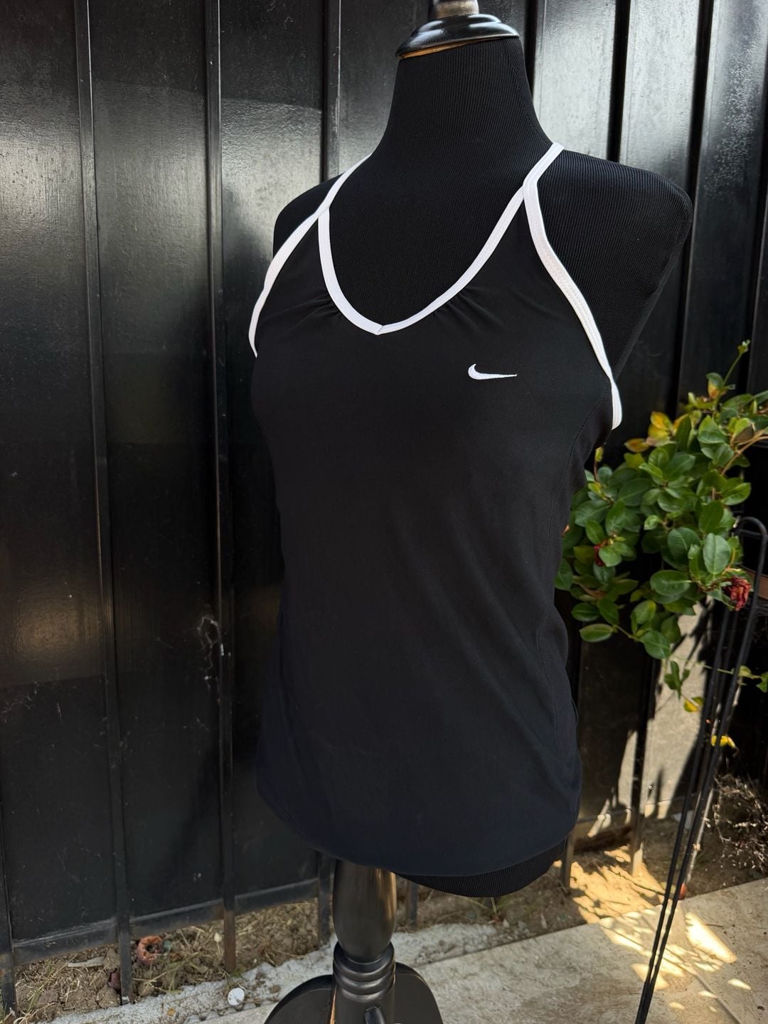 Vtg Y2K Nike Dri-FIT Strappy Tank Top Black White 4