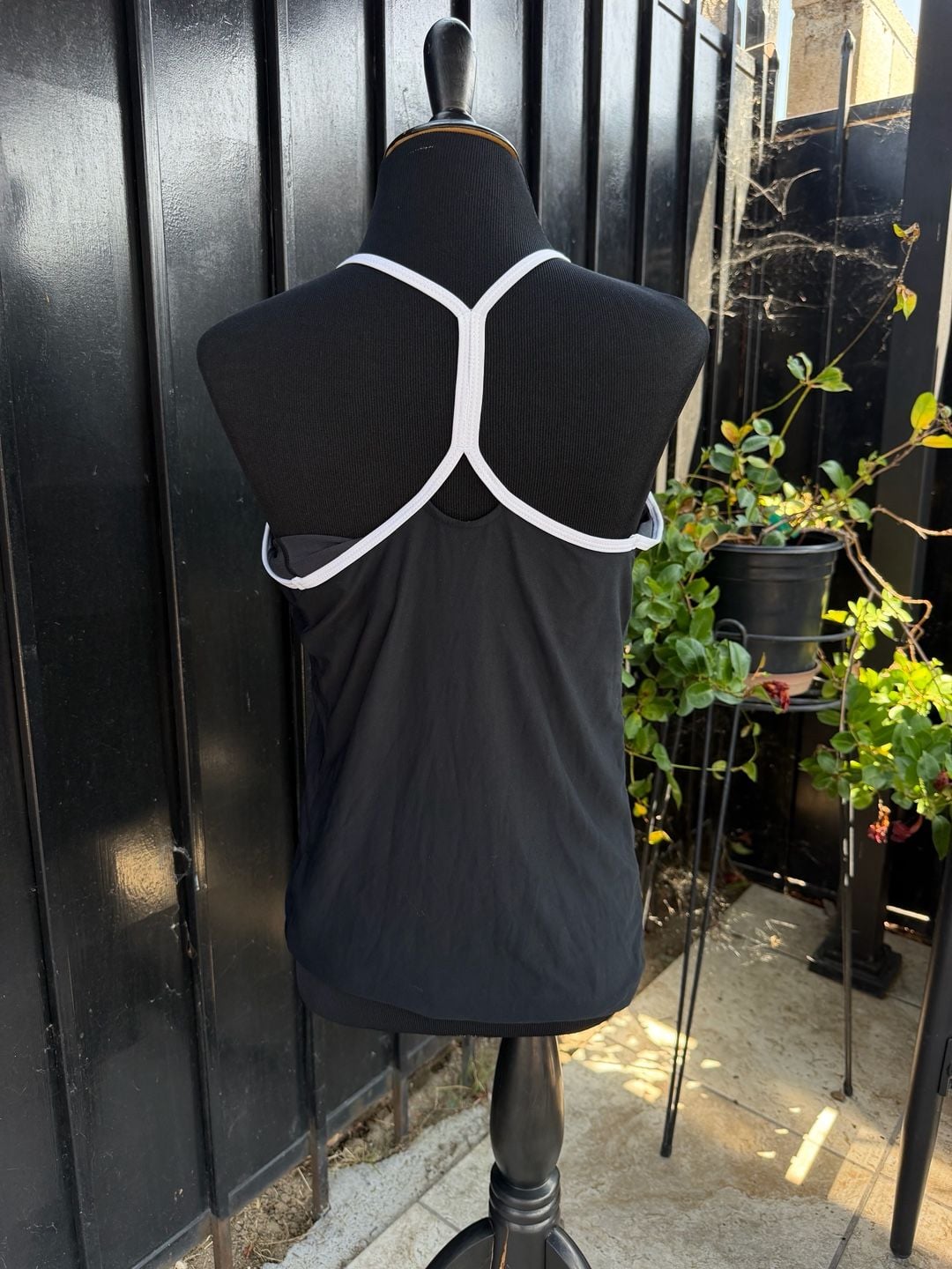 Vtg Y2K Nike Dri-FIT Strappy Tank Top Black White 5
