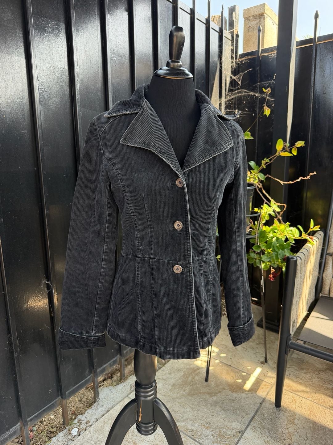 Vintage Y2K Wet Seal Charcoal Grey Corduroy Jacket 2