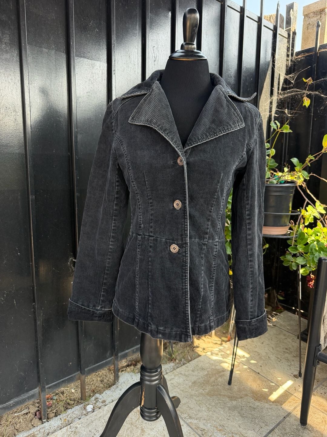 Vintage Y2K Wet Seal Charcoal Grey Corduroy Jacket 3