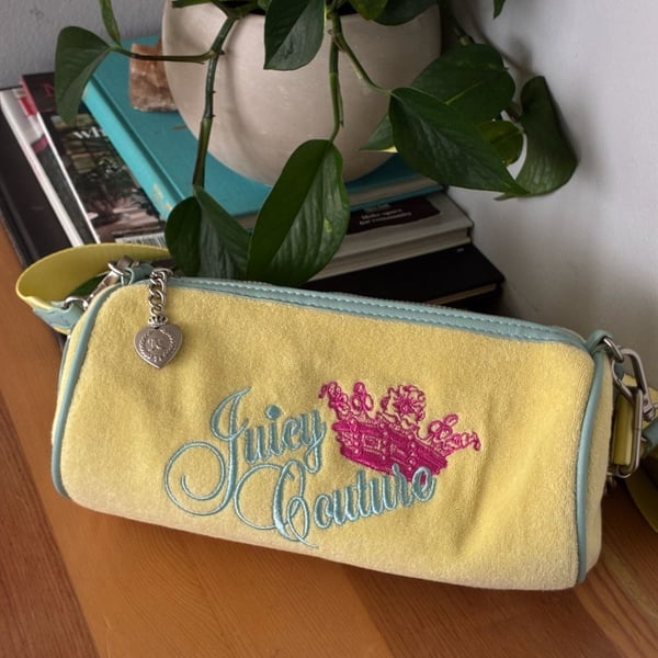 Juicy Couture Yellow Velour Barrel Bag