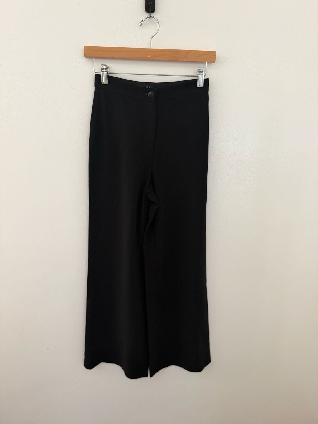 CHANEL Uniform Pants Size W24”Black Wide Leg 2