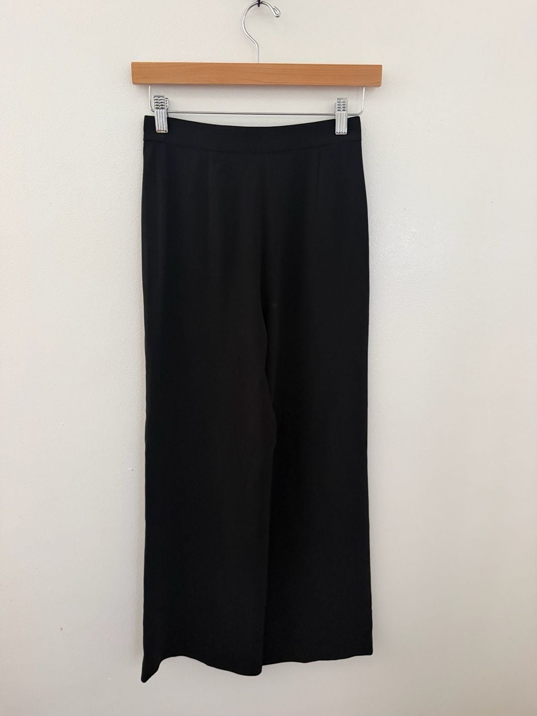 CHANEL Uniform Pants Size W24”Black Wide Leg 6