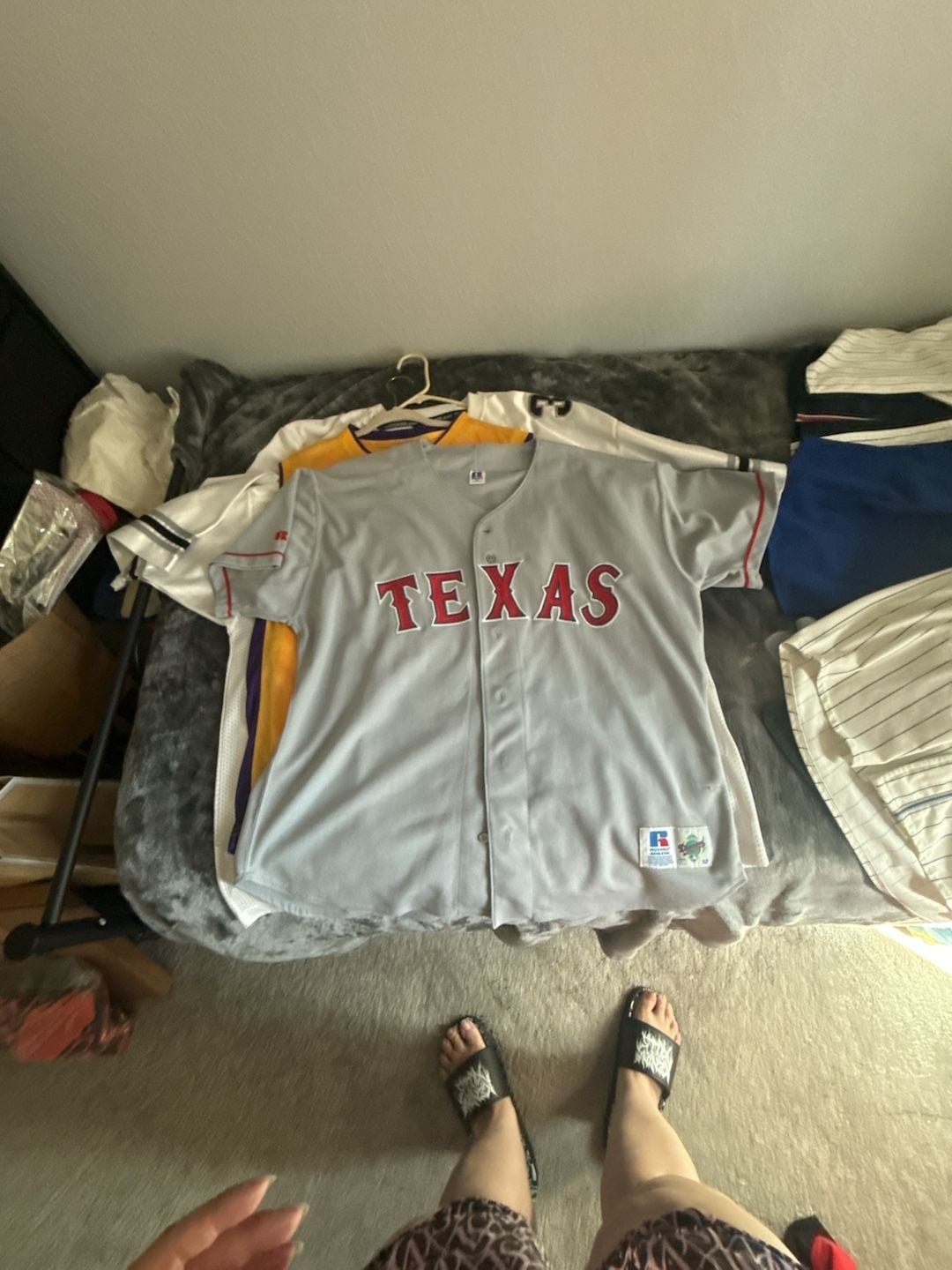 Russell Athletic Texas Rangers Jersey Size 52 Gray Baseball MLB 2