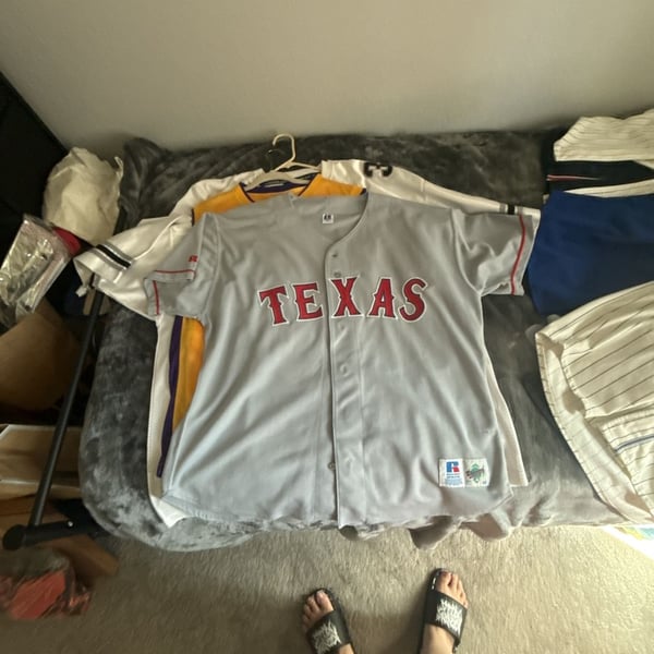 Russell Athletic Texas Rangers Jersey Size 52 Gray Baseball MLB