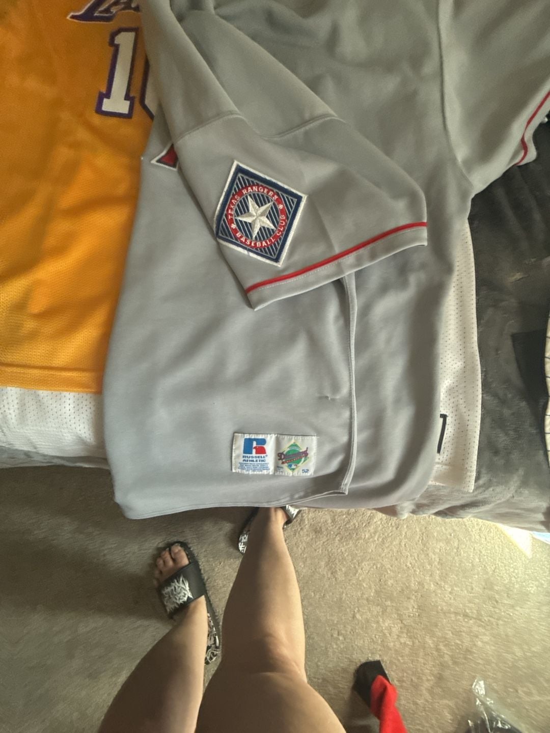 Russell Athletic Texas Rangers Jersey Size 52 Gray Baseball MLB 4