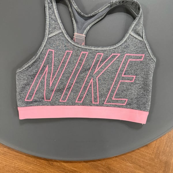 Nike Dri-FIT Sports Bra Gray Pink Racerback Activewear Gym Yoga