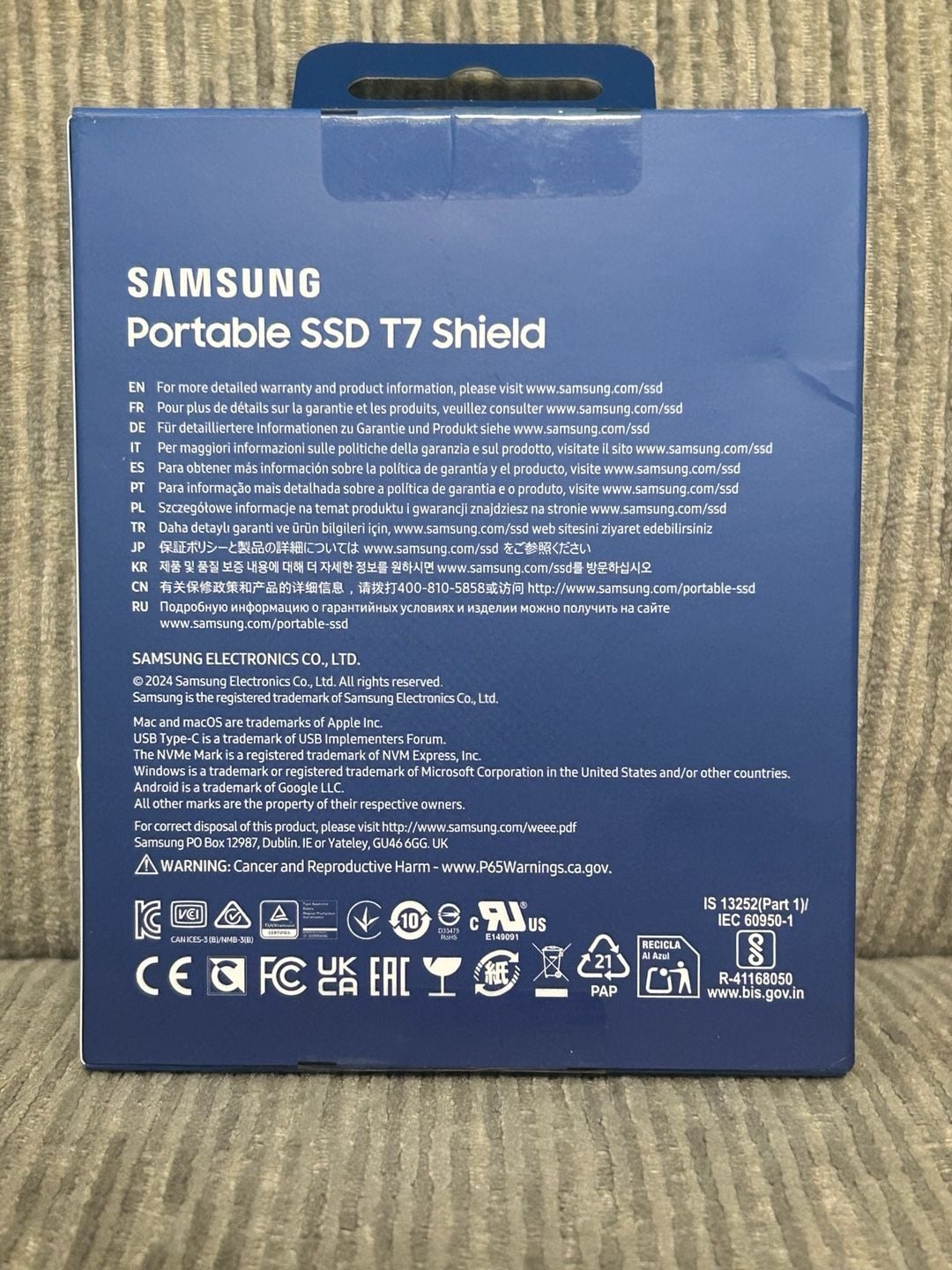 Samsung T7 Shield 1TB External USB-C 3.2 Gen 2 Rugged Portable SSD Black Color 3