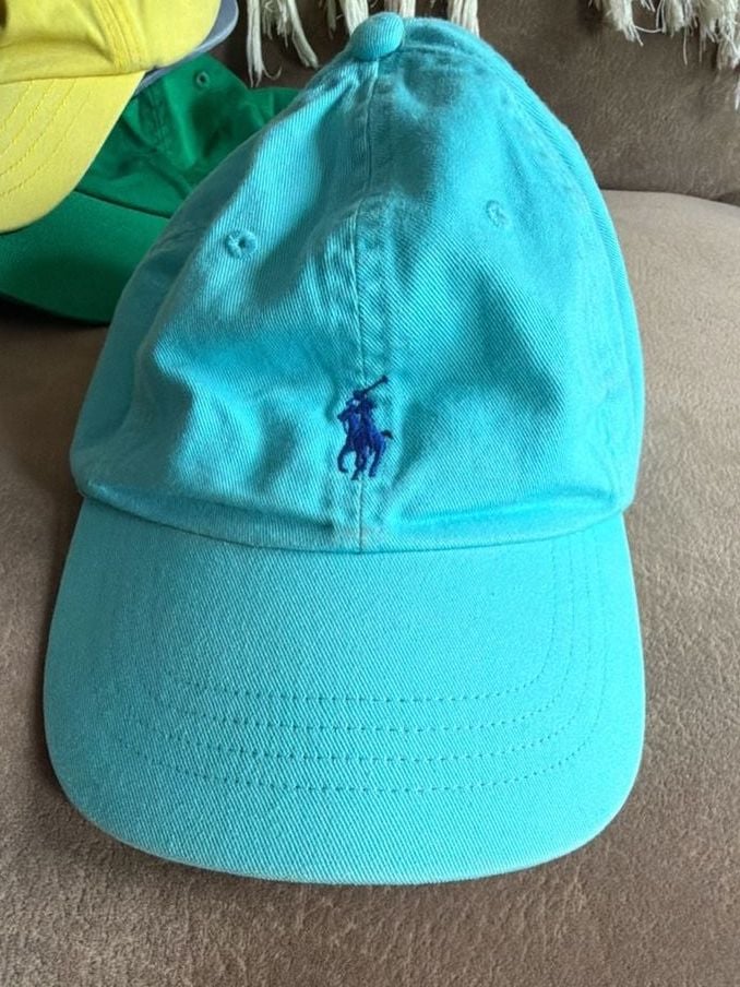 Polo Ralph Lauren Cotton Chino Baseball Cap One Size Teal Blue Pony Hat 2