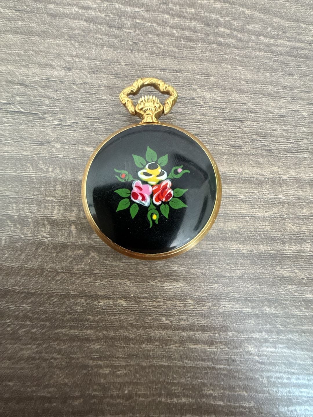 Lady Byron 17 Jewels Incabloc Swiss Made Pendant Watch Enamel Floral 3