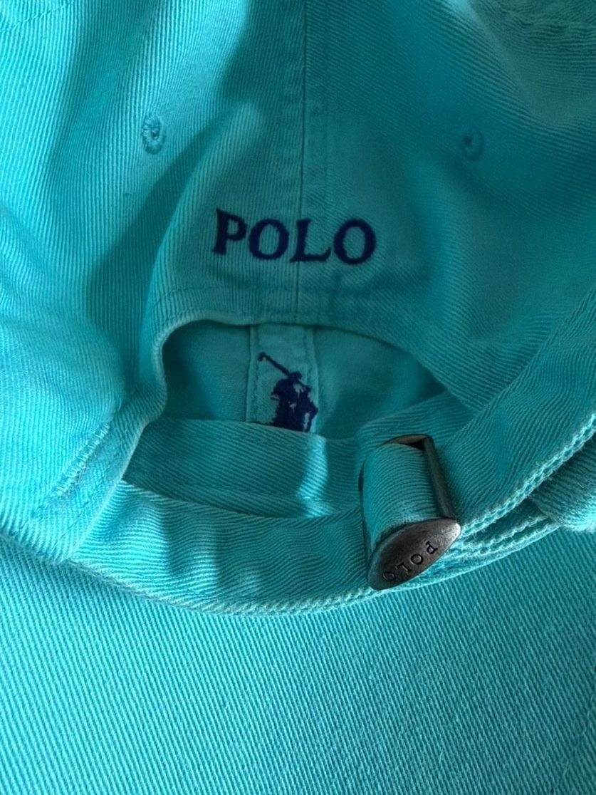 Polo Ralph Lauren Cotton Chino Baseball Cap One Size Teal Blue Pony Hat 3