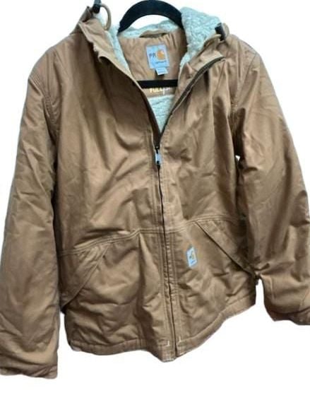 This is no ordinary jacket! Carhartt FR Full Swing Quick Duck Jacket Brown Sherpa Lined 3