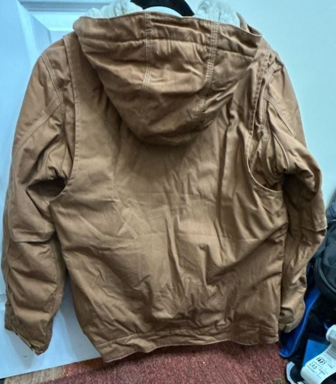 This is no ordinary jacket! Carhartt FR Full Swing Quick Duck Jacket Brown Sherpa Lined 6