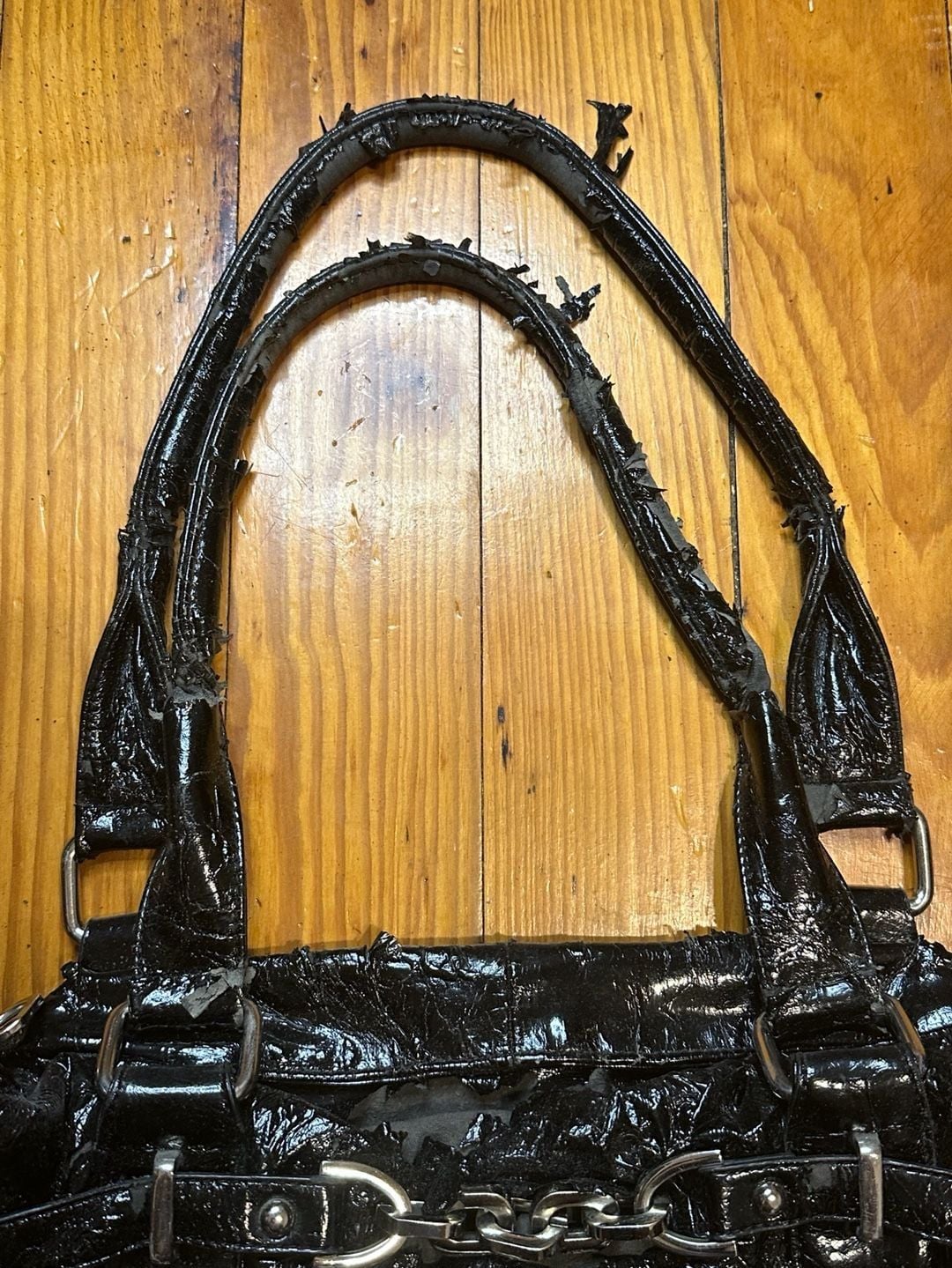 D&G Black Patent Leather Shoulder Bag Y2K 3
