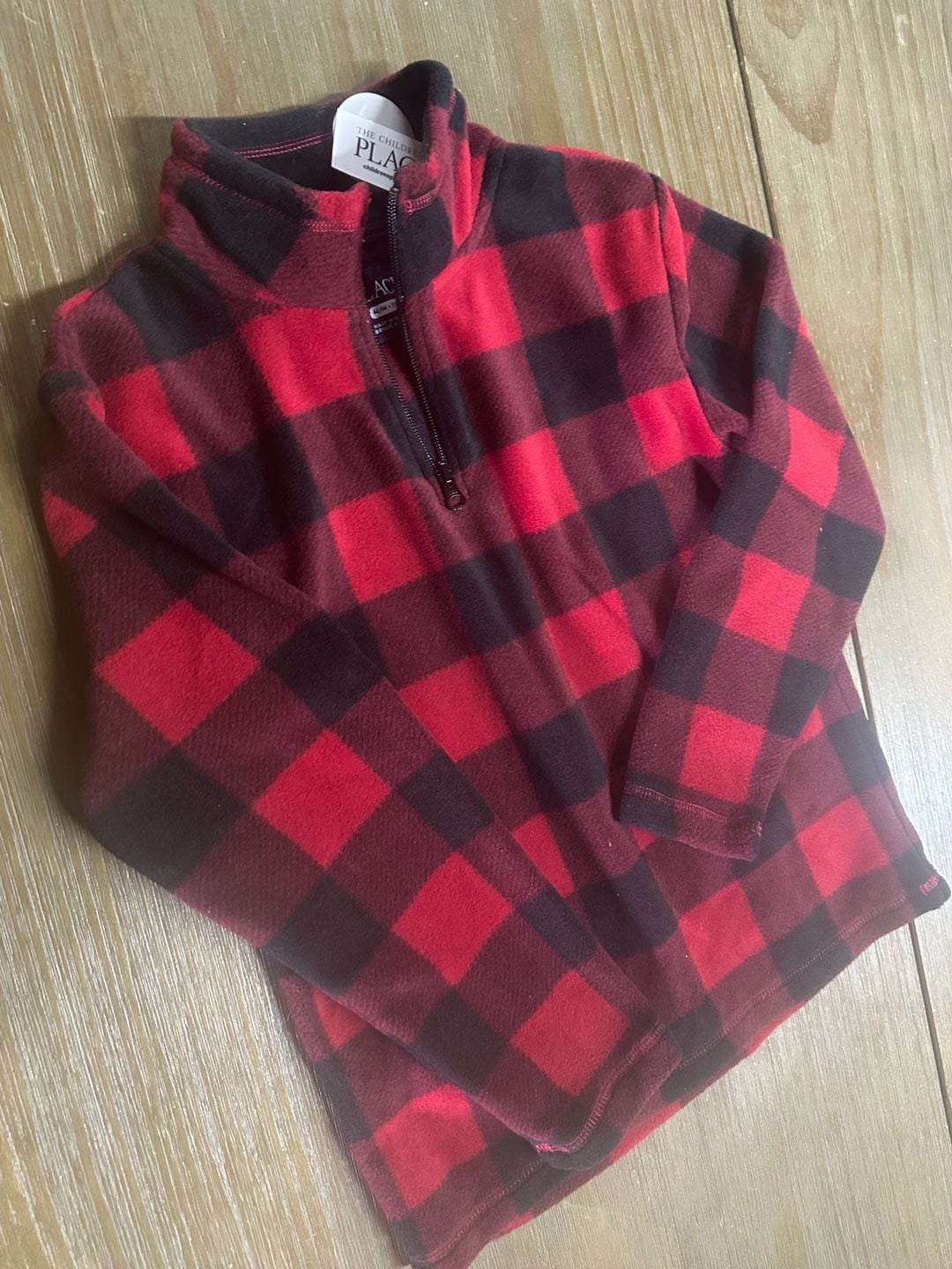 The Children's Place Buffalo Plaid Fleece Half Zip Pullover Size M (7/8)-NWT 2