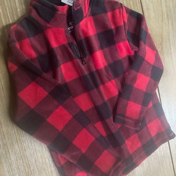 The Children's Place Buffalo Plaid Fleece Half Zip Pullover Size M (7/8)-NWT