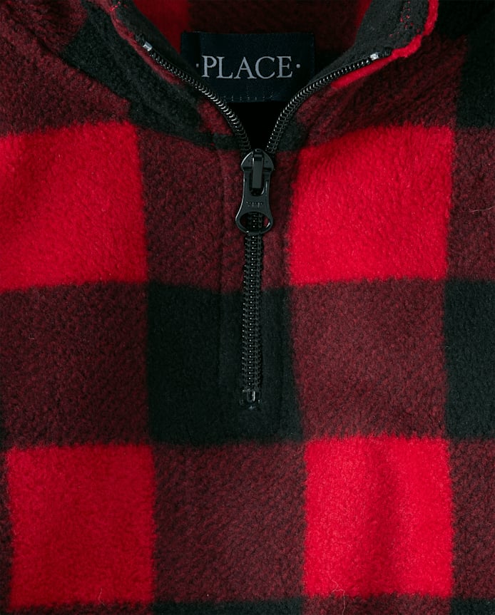 The Children's Place Buffalo Plaid Fleece Half Zip Pullover Size M (7/8)-NWT 4