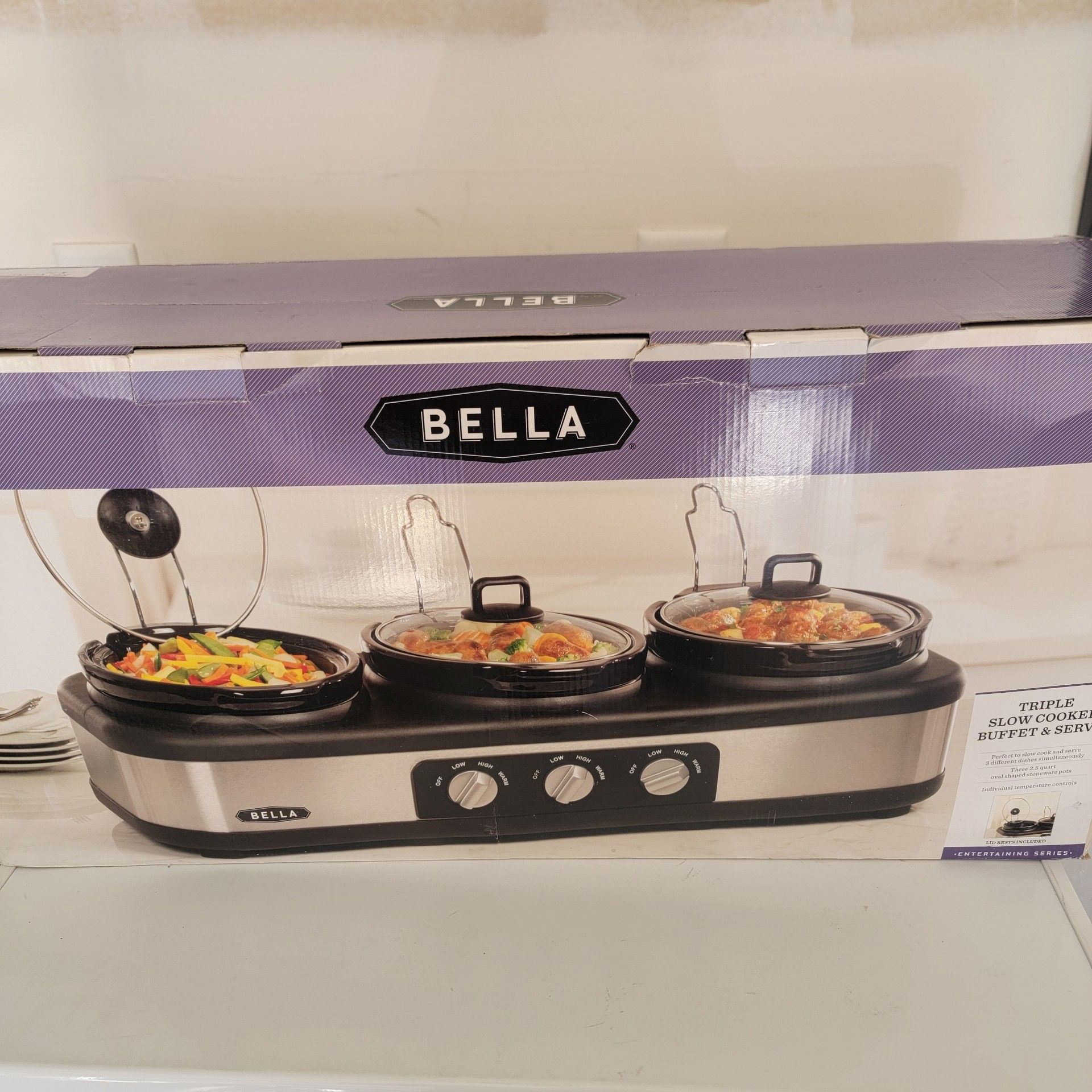 Bella Triple Slow Cooker Buffet & Serve 3 Pot Set 1