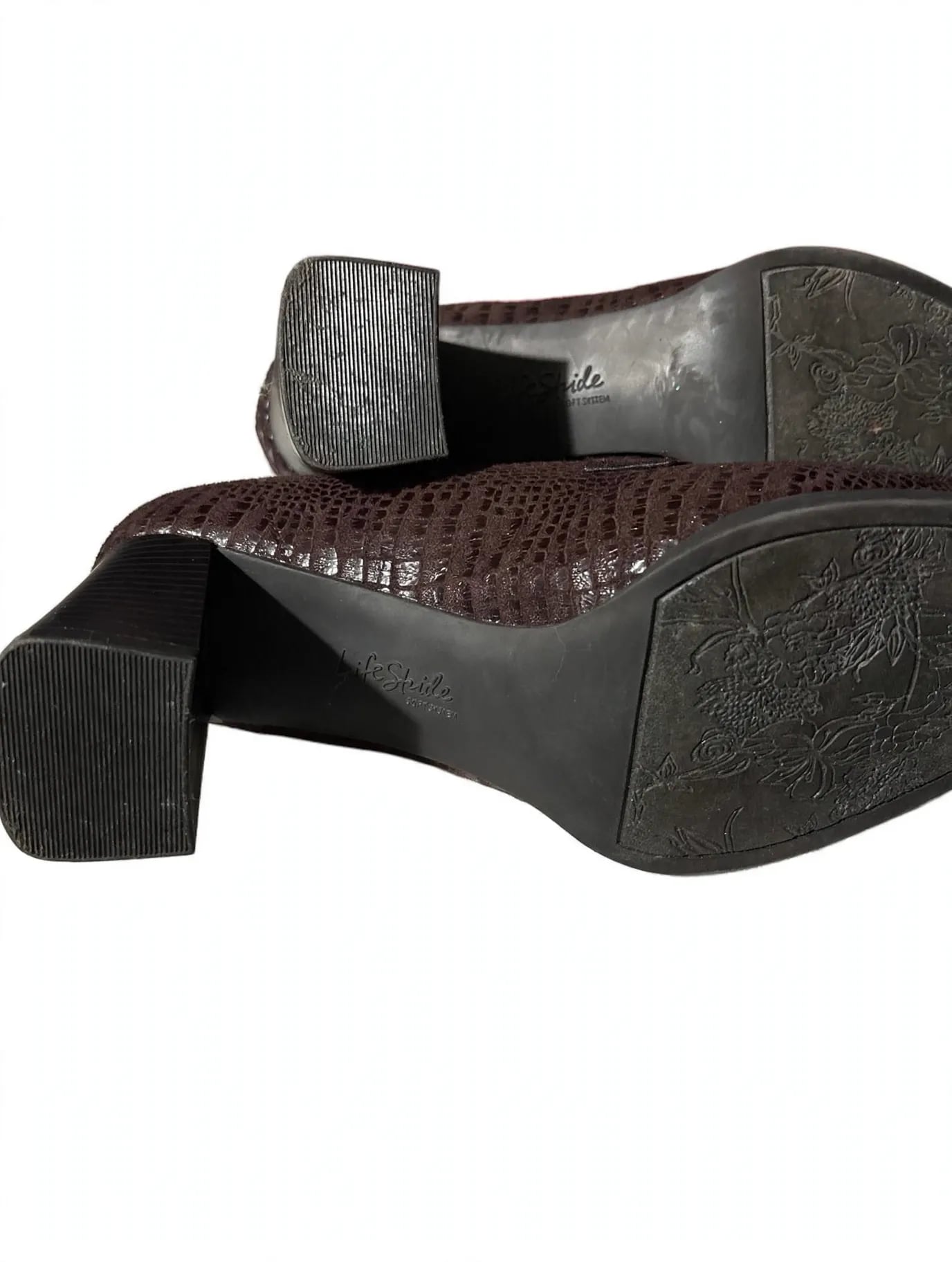 LifeStride Farrah Block Heel Loafer Chocolate Croco Brown 5