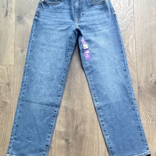 Jordache Baggy Straight High Rise Jeans Size 10 Blue Denim