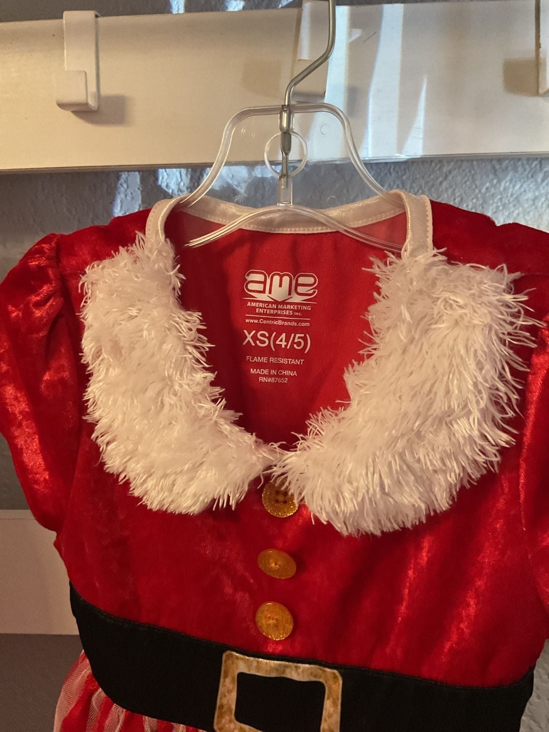 AME Christmas Nightgown Dress Size XS 4/5 Red Stripe Mrs Santa 4