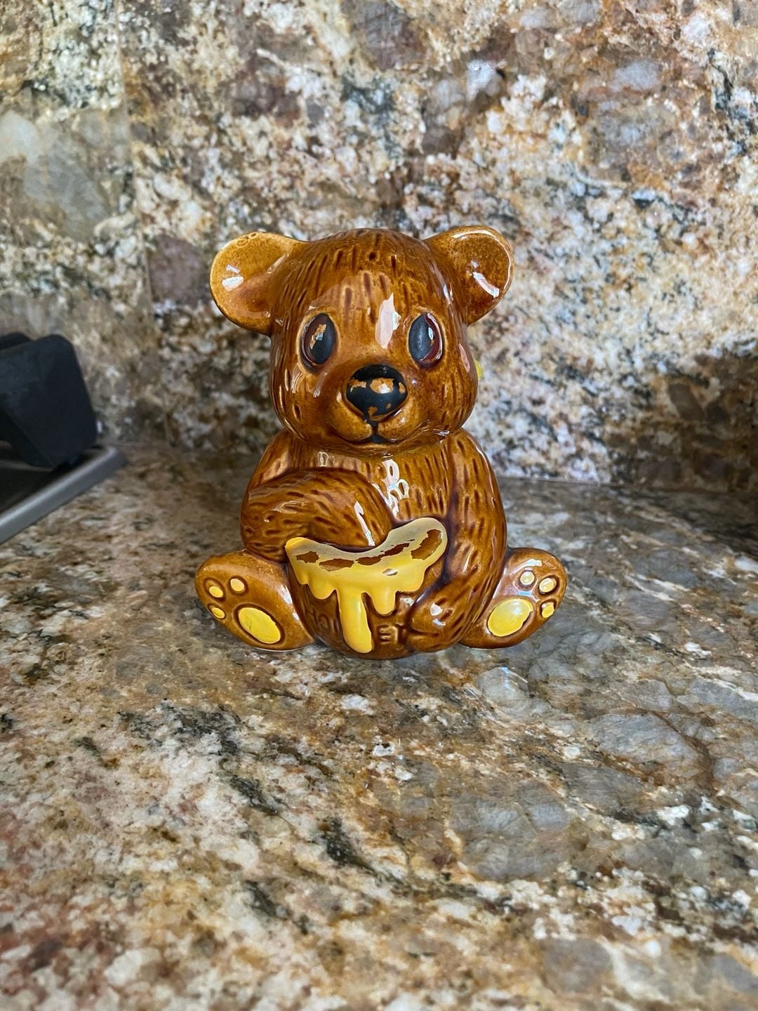 Vintage Honey Bear Pot With Dipper Ceramic 1