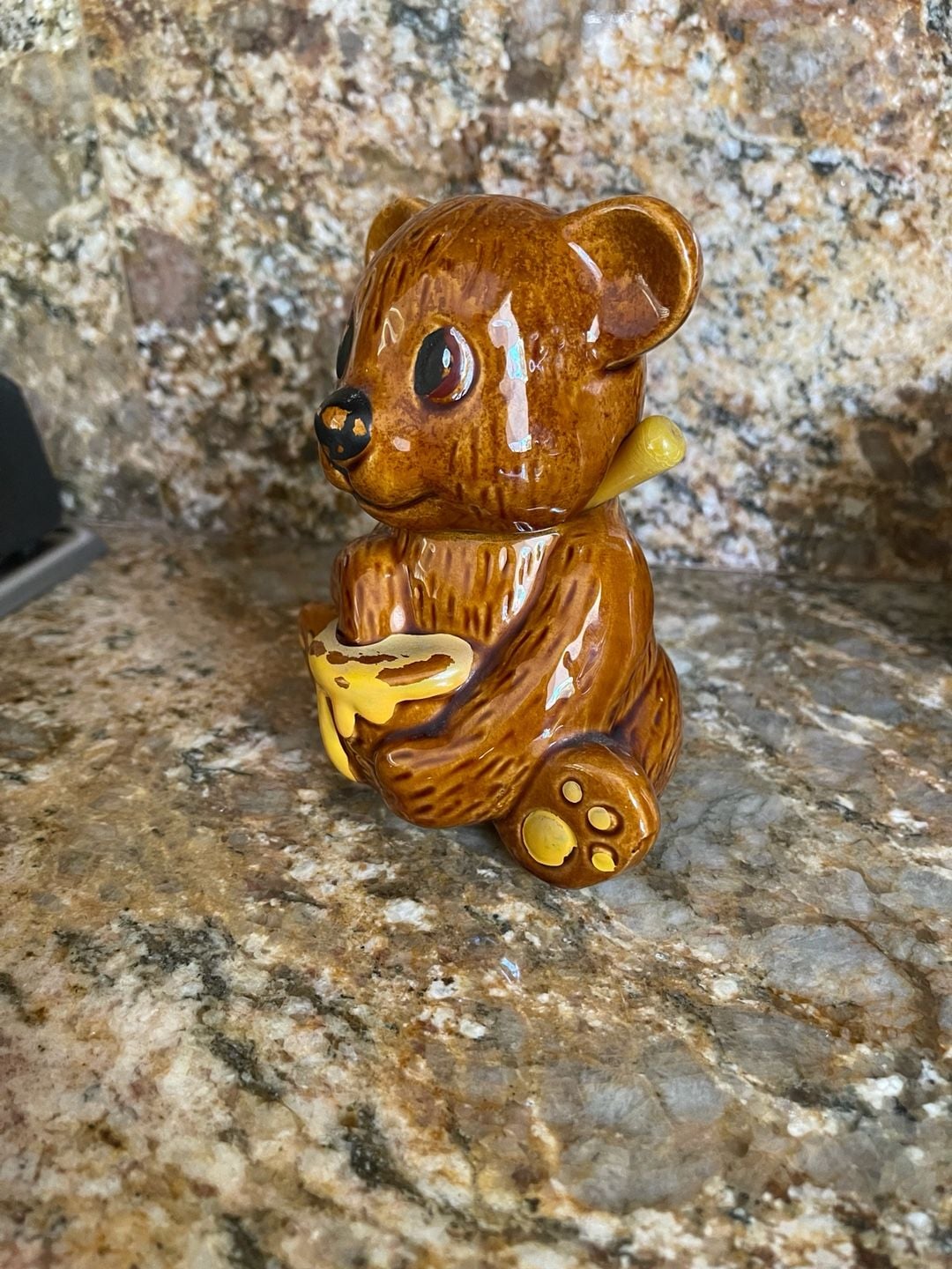 Vintage Honey Bear Pot With Dipper Ceramic 2