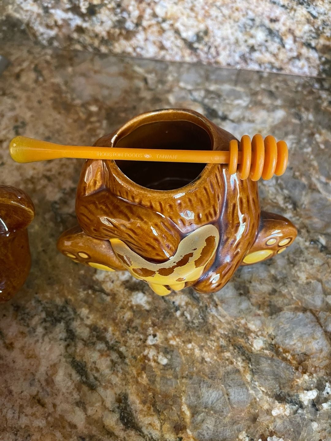 Vintage Honey Bear Pot With Dipper Ceramic 6
