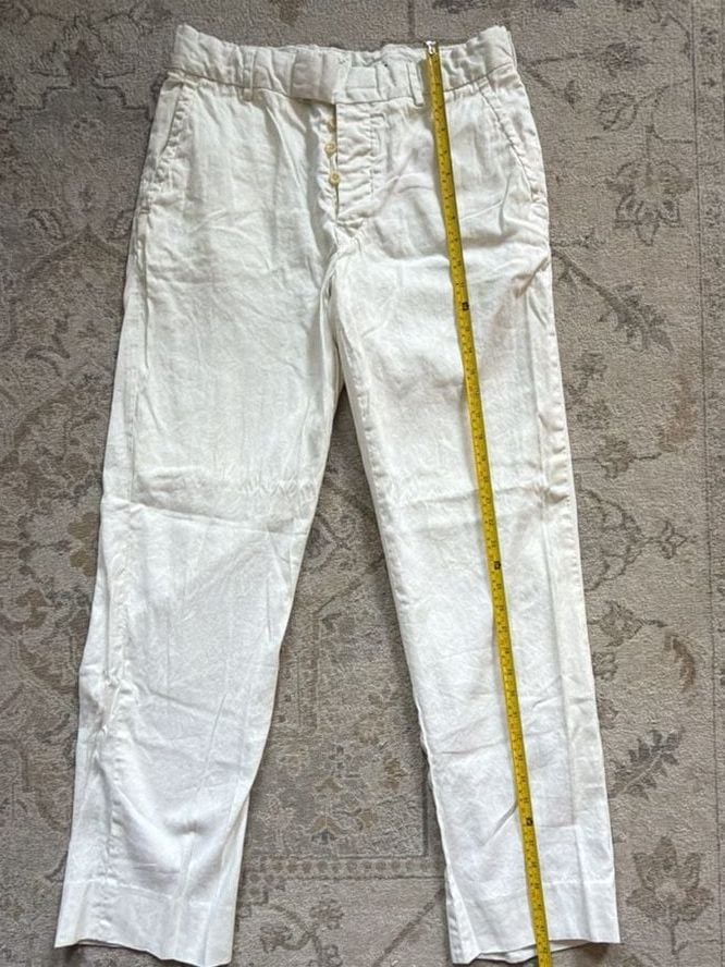 Ralph Lauren RL White Linen Button-Fly Trousers Pants 2
