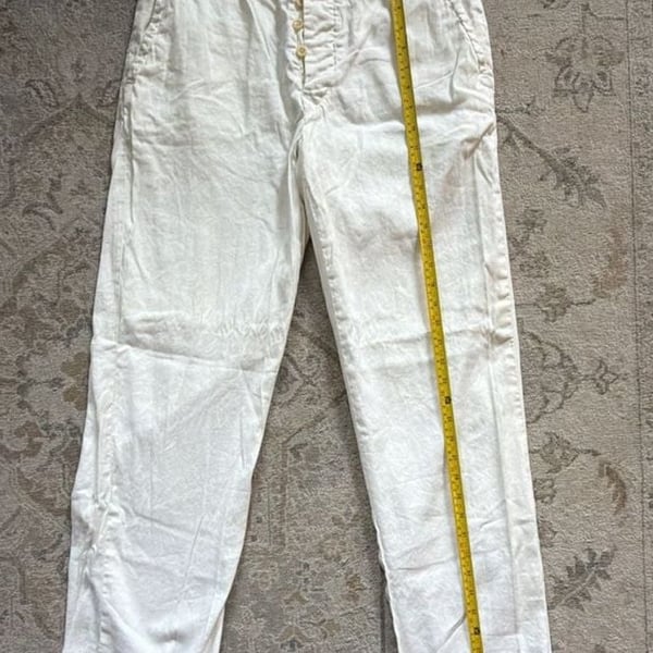 Ralph Lauren RL White Linen Button-Fly Trousers Pants