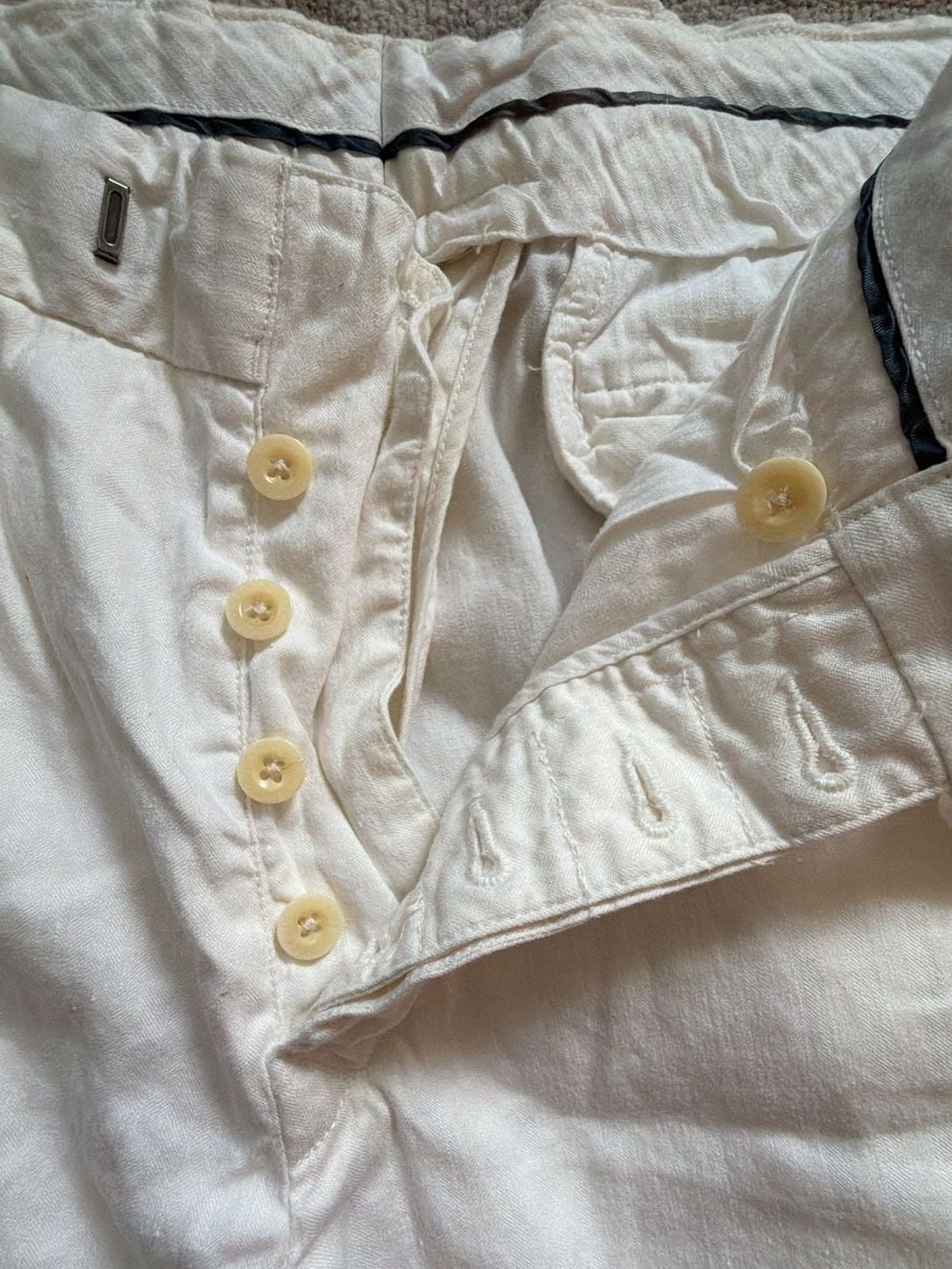 Ralph Lauren RL White Linen Button-Fly Trousers Pants 5
