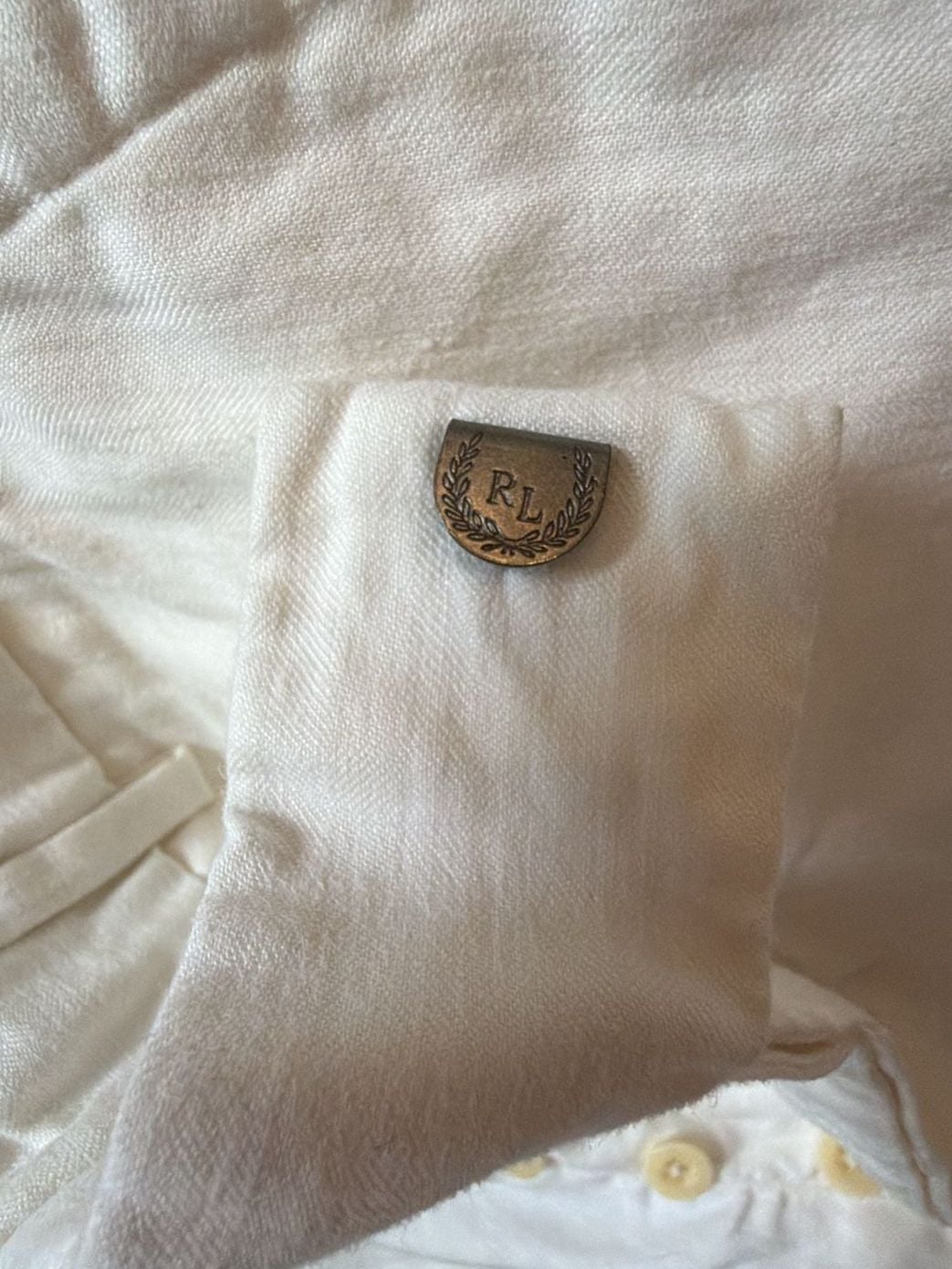 Ralph Lauren RL White Linen Button-Fly Trousers Pants 6