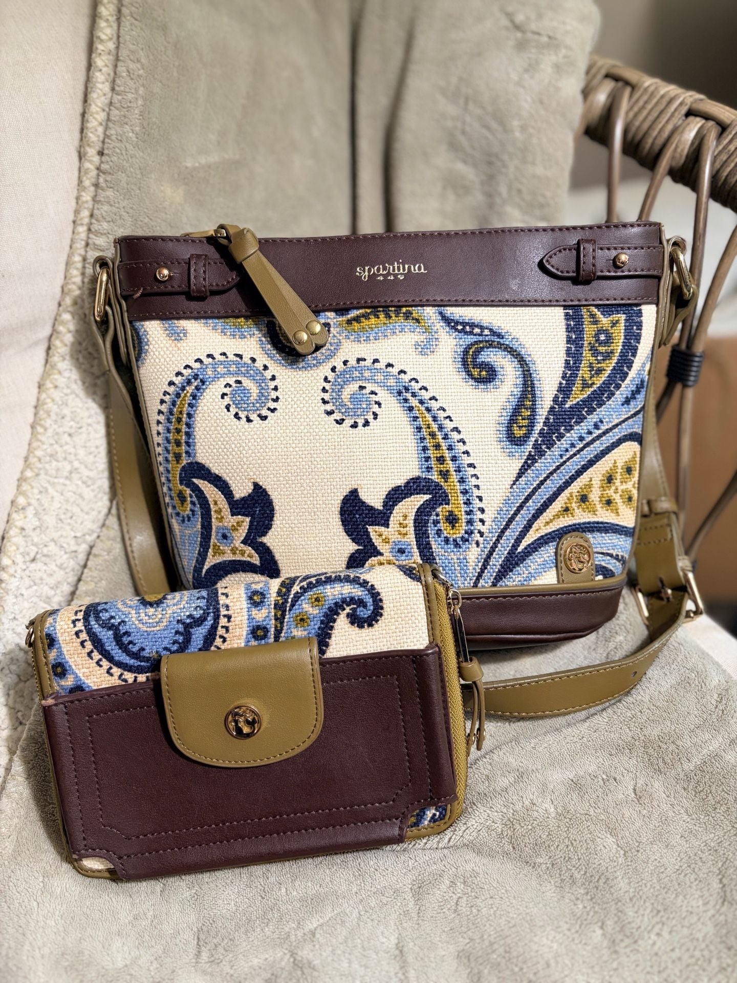 Spartina 449 Juliette Shoulder Bag And Wallet Paisley Linen Canvas 1
