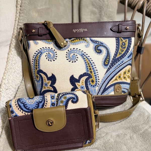 Spartina 449 Juliette Shoulder Bag And Wallet Paisley Linen Canvas