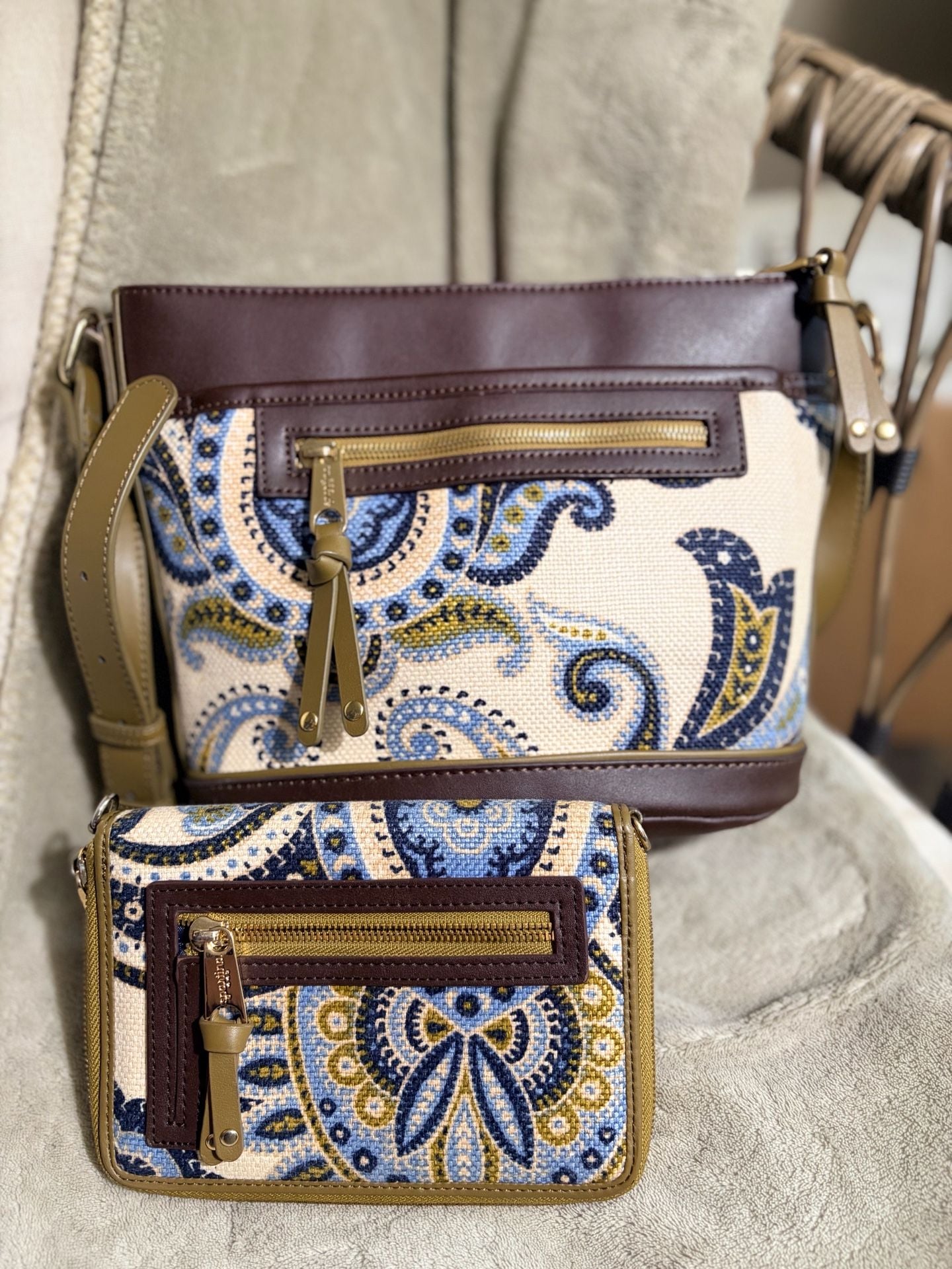 Spartina 449 Juliette Shoulder Bag And Wallet Paisley Linen Canvas 2
