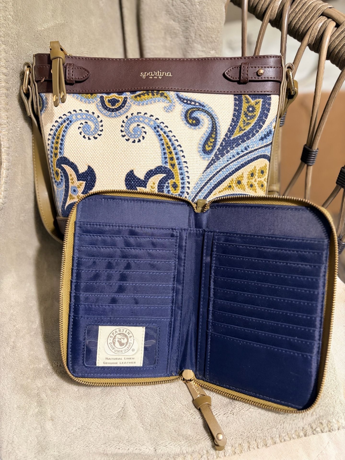 Spartina 449 Juliette Shoulder Bag And Wallet Paisley Linen Canvas 4