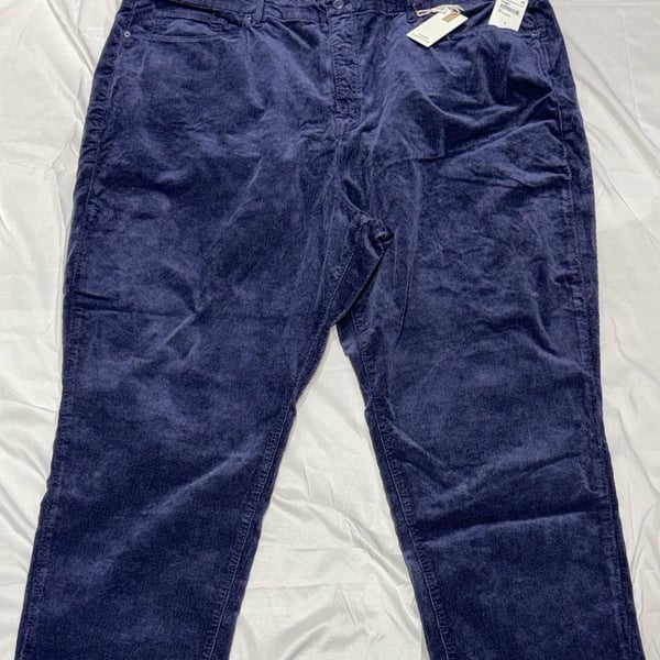 Good American Ink Blue Corduroy Pants Size 28 NWT Navy Straight Leg