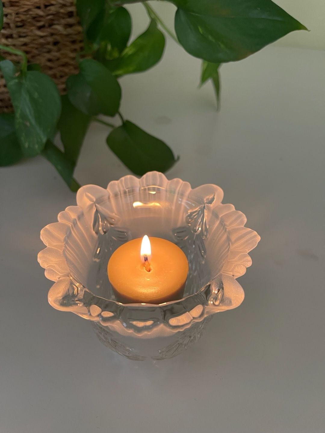 Vintage Mikasa Winter Dreams Crystal Votive Candle Holder 4