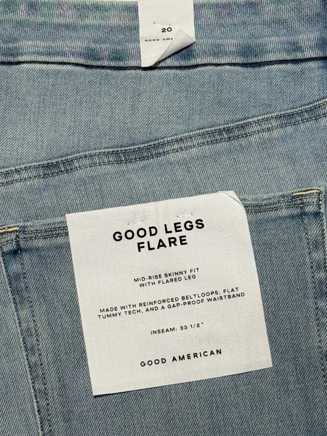 Good American Good Legs Flare Jeans Size 20 NWT Light Wash Mid Rise 33.5” 6