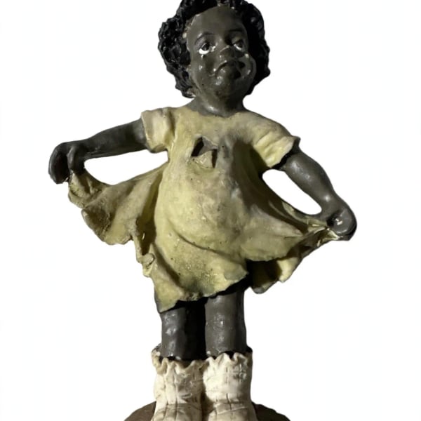 Vintage African American Little Girl Figurine Holding Dress