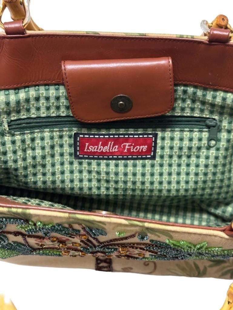 Isabella Fiore Palm Beach Monkey Tote Bamboo Handles 7