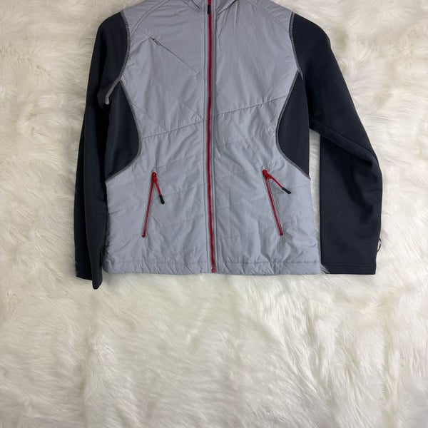 North End Hybrid Jacket Gray Red Full Zip