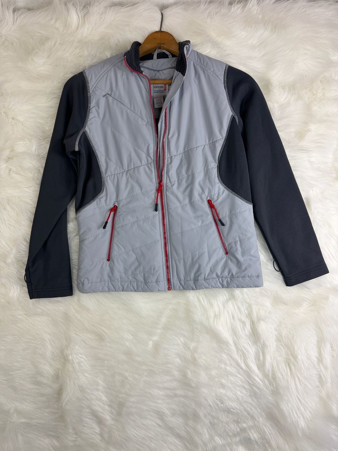 North End Hybrid Jacket Gray Red Full Zip 10