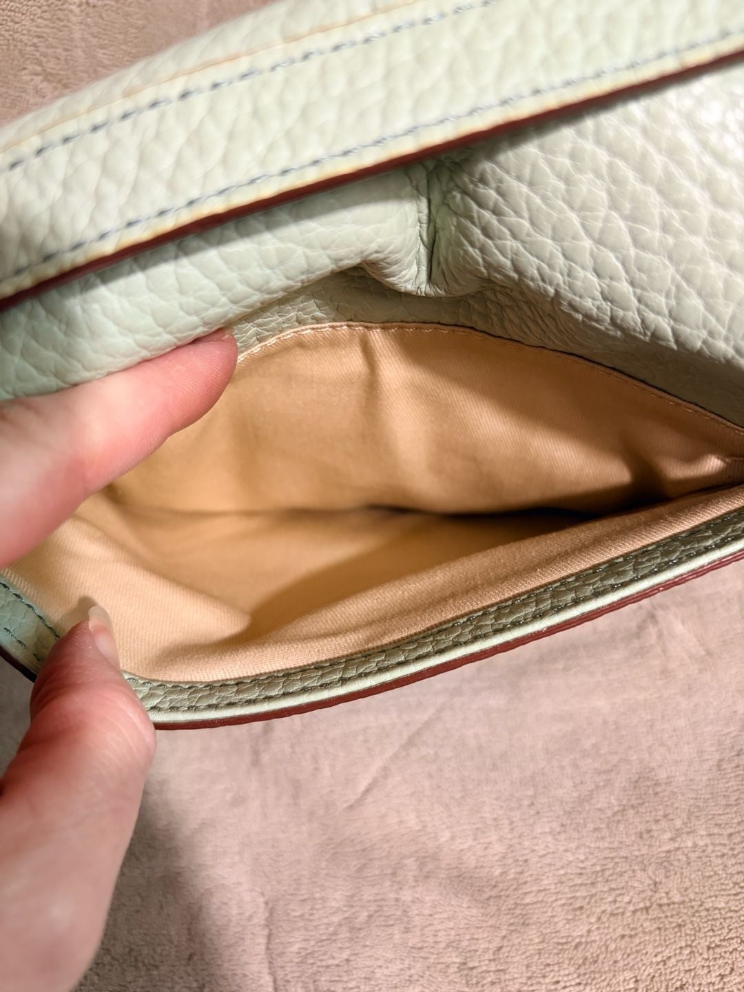 Fossil Memoir Flap Crossbody Bag Mint Green Pebbled Leather 7