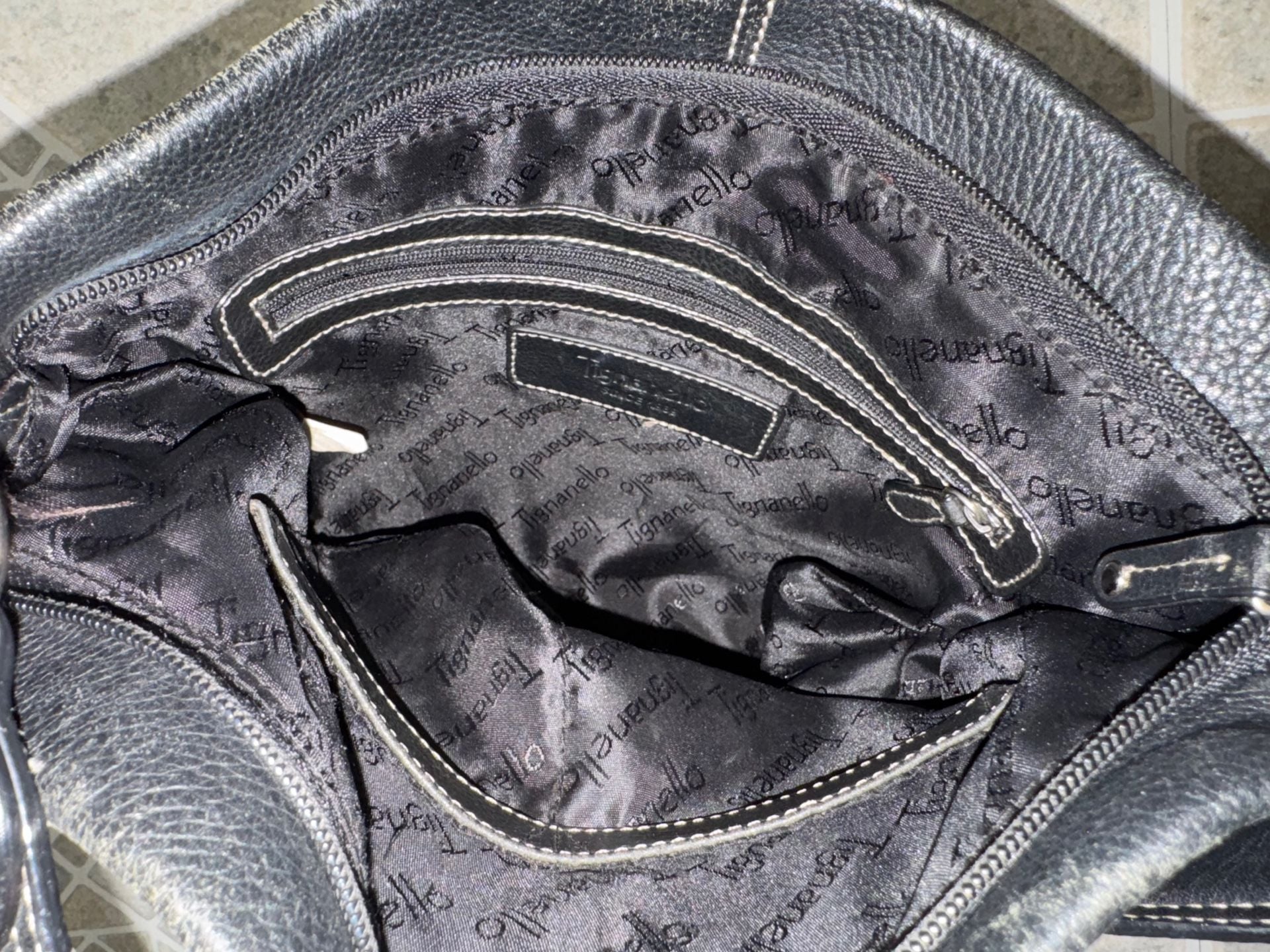 Tignanello Black Leather Shoulder Bag Handbag 7