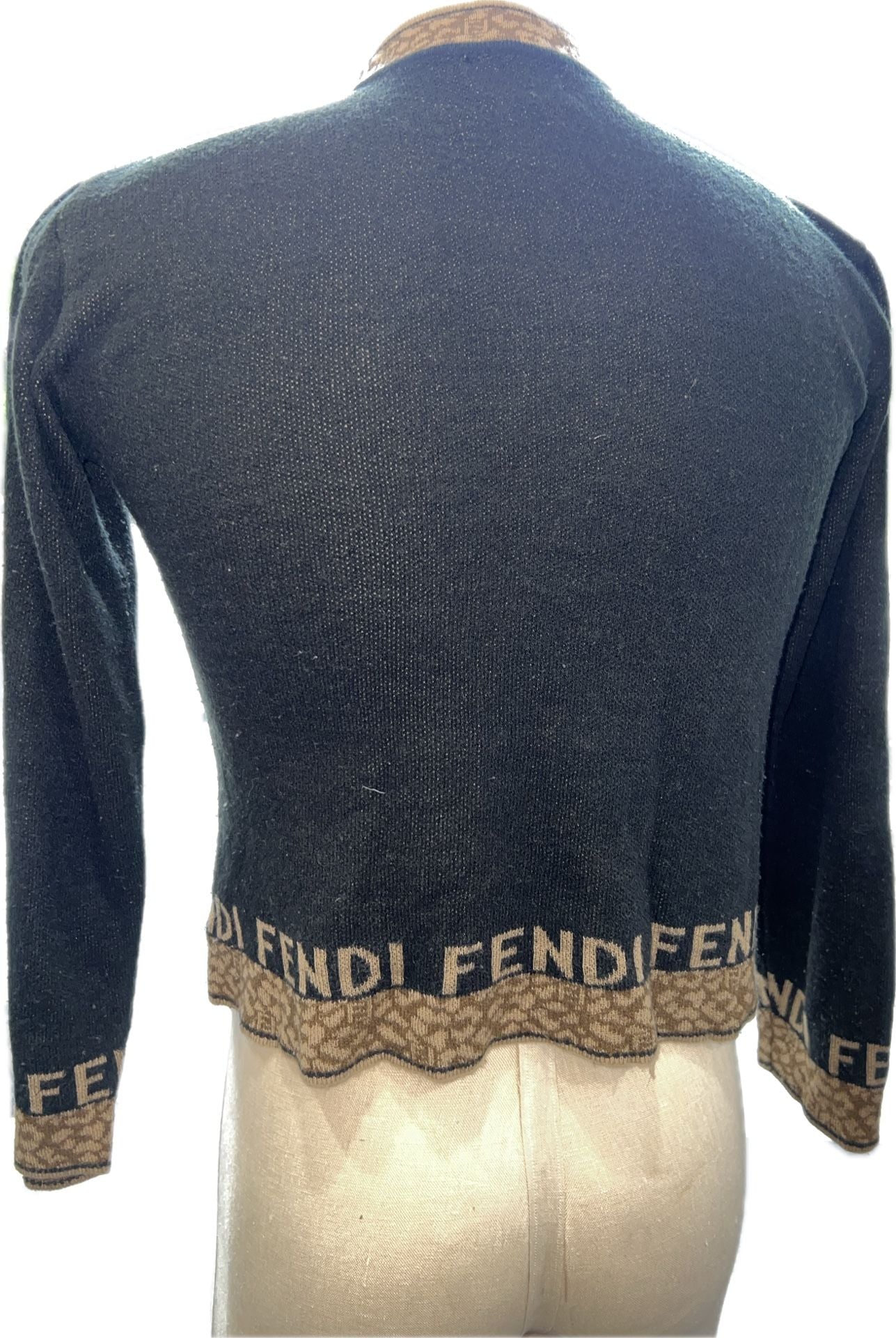 Fendi Monogram Logo Knit Sweater Black Gold 7