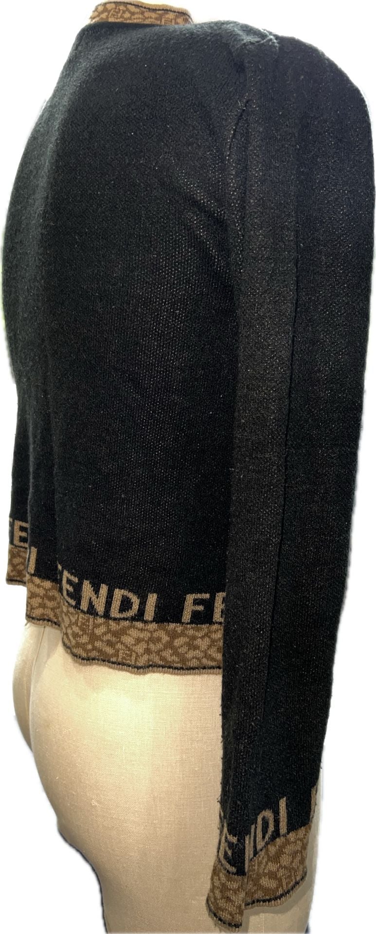 Fendi Monogram Logo Knit Sweater Black Gold 8