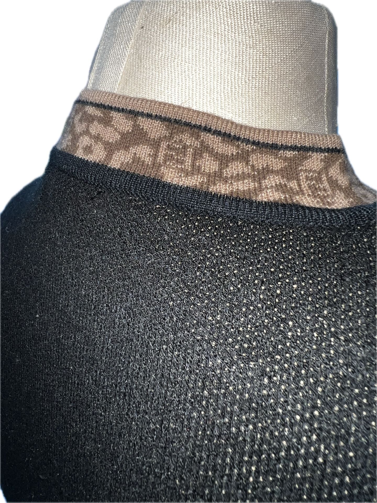 Fendi Monogram Logo Knit Sweater Black Gold 9