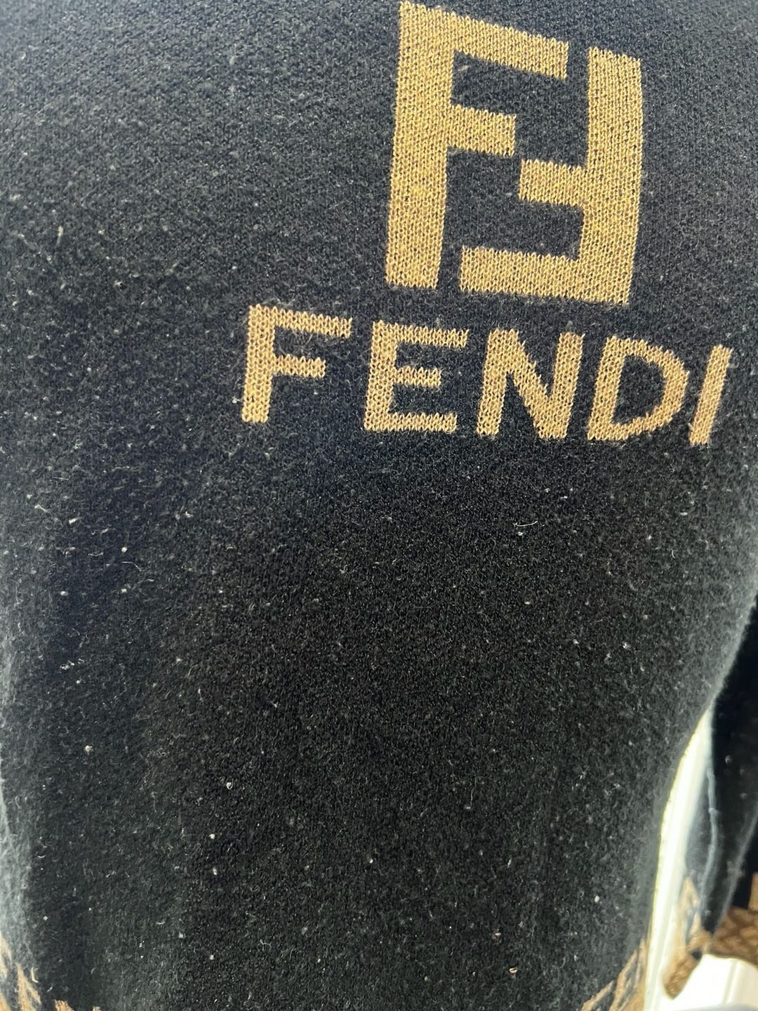 Fendi Monogram Logo Knit Sweater Black Gold 14