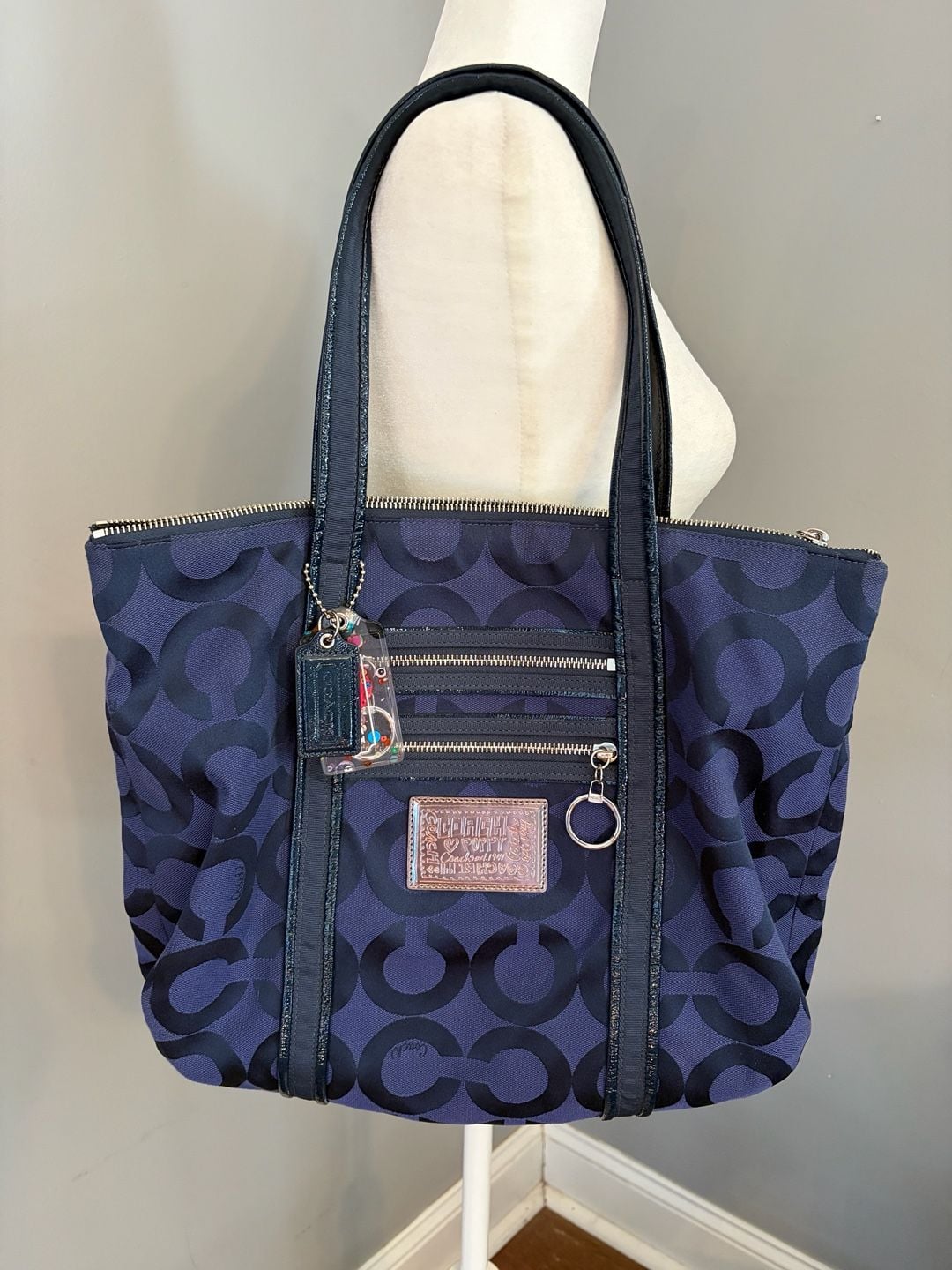 Coach Poppy Op Art Glam Tote Bag G0949- 13826 Blueberry BLUE 2